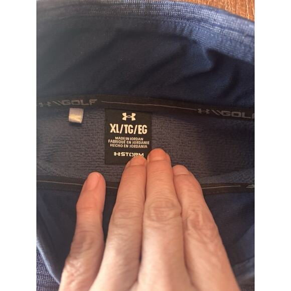 Under Armour Quarter Zip Mens XL Therma Fit Pullover Blue Fleece Lined Comfy 1/4 - Picture 3 of 7